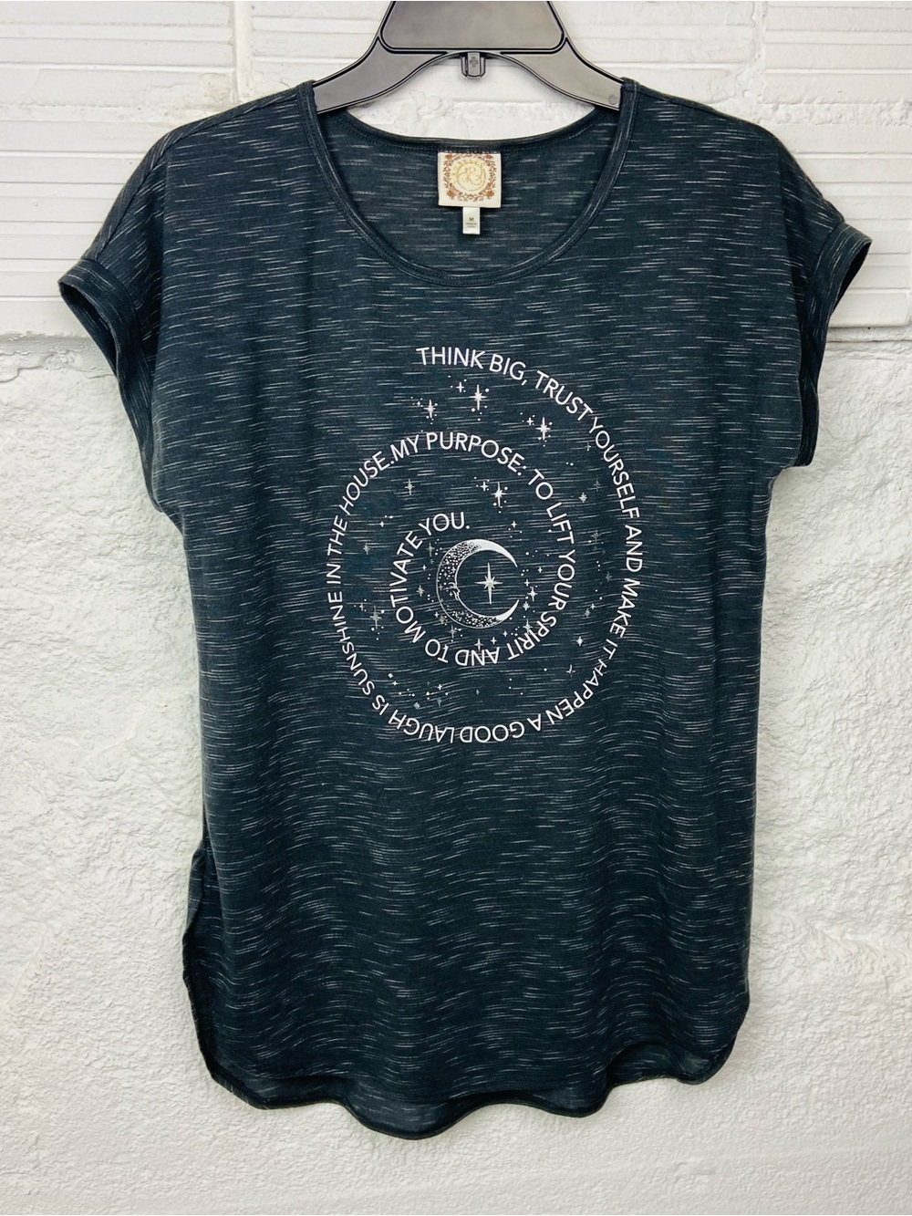 NWOT Truself Think Big Moon celestial Graphic Short-Sleeve Tee size medium